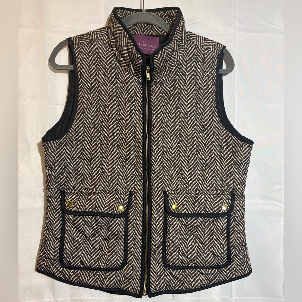 Savile Row Co. London Black and White Lightweight Zip Up Vest - Size L